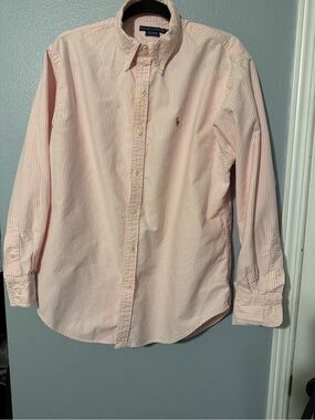 Ralph Lauren Light Pink Striped Button-Down Oxford Shirt